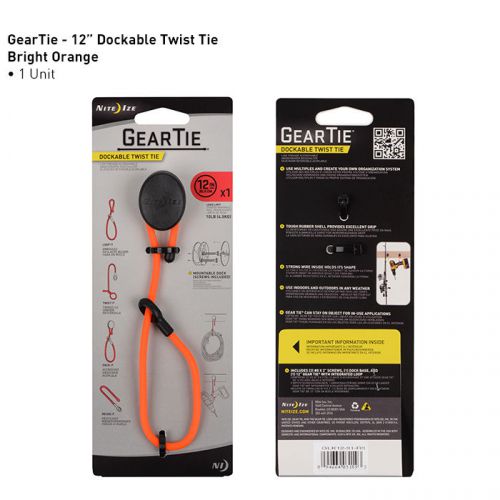 GEAR TIE DOCKABLE TWIST TIE 12 INCH ORANGE GARAGE SHED TOOL STORAGE NITE IZE