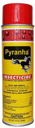 PYRANHA Insecticide 15oz Aerosol Kills Repels Flies Mosquitoes Coat Conditioner