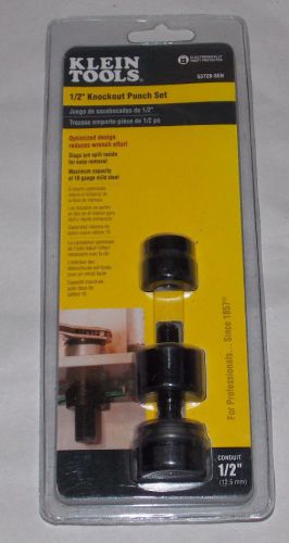 Klein Tools 1/2&#034; Knockout Punch Set Steel Aluminum Plastic Fiberglass 53728-SEN