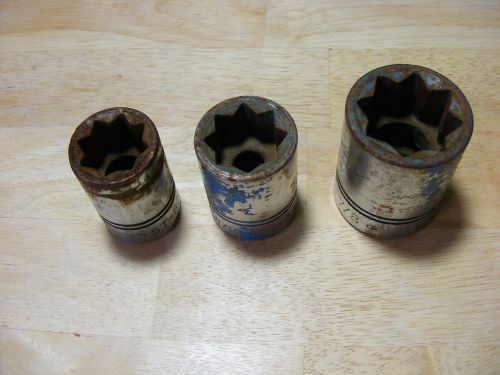 Lot of 3 Williams USA Blue Sockets - Sizes 5/8&#034;, 11/16&#034; &amp; 7/8&#034;