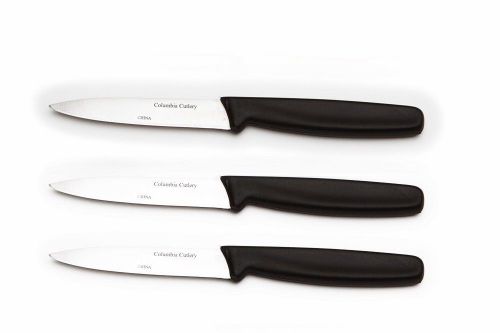 3 Columbia Cutlery Black Paring Knives - Brand New and Very Sharp!