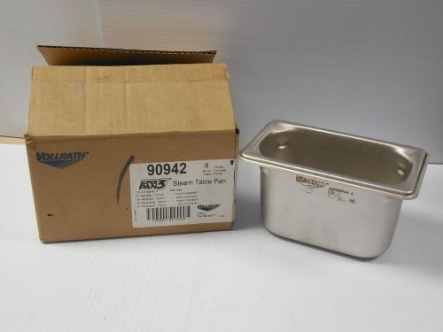 (6) VOLLRATH SUPER PAN 3 S/S STAINLESS STEEL STEAM TABLE PAN 90942 1/9 4&#034; DEEP