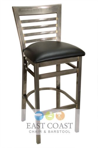 New gladiator clear coat full ladder back metal bar stool with black vinyl seat for sale