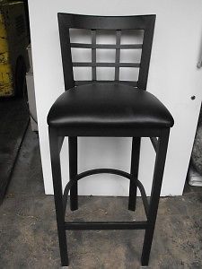 1 New Bar Stool Black Metal Black Vinyl Seat Tavern