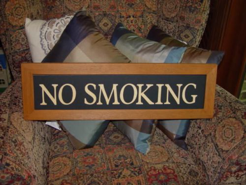 No smoking sign large rare custom rustic cedar framed man cave bar display for sale