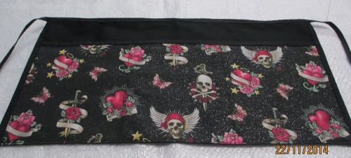 Waiter/waitress Server Waist Apron, Skulls and roses