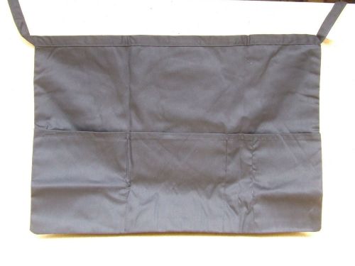 NEW BLACK 6 POCKET POLYESTER COTTON RESTAURANT WAITER SERVER BARISTA WAIST APRON