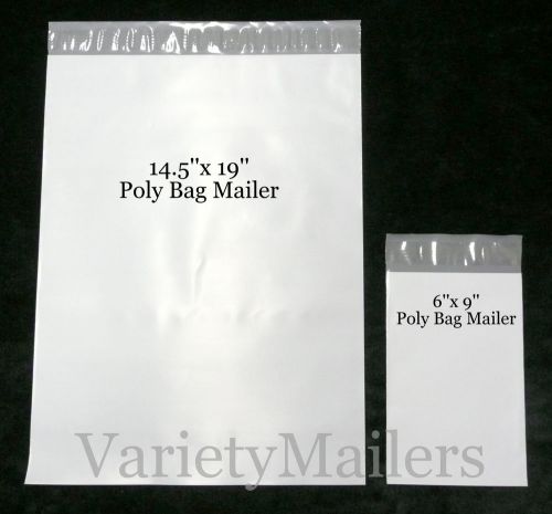 60 POLY BAG POSTAL MAILING ENVELOPE COMBO 14.5&#034;x19&#034; &amp; 6&#034;x9&#034;  PREMIUM QUALITY