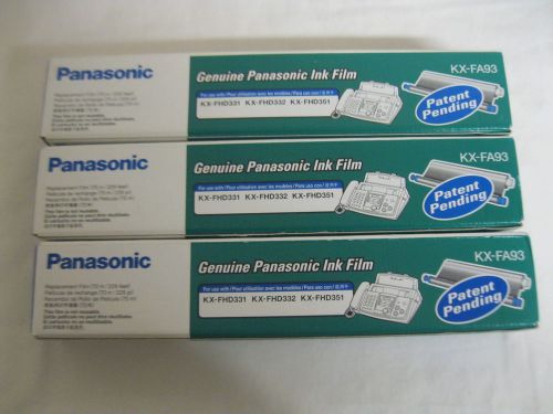 3 Pack New GENUINE Sealed Panasonic KX-FA93 Film Ribbons OEM Ships FREE!