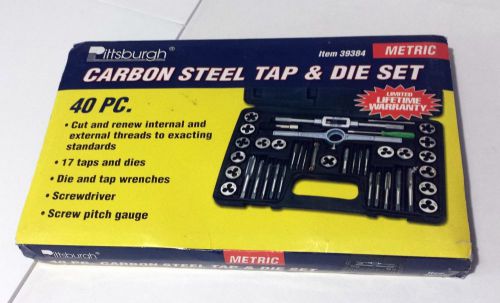 Carbon steel metric tap and die set 40 pc 39384 t-handle case adjustable wrench for sale