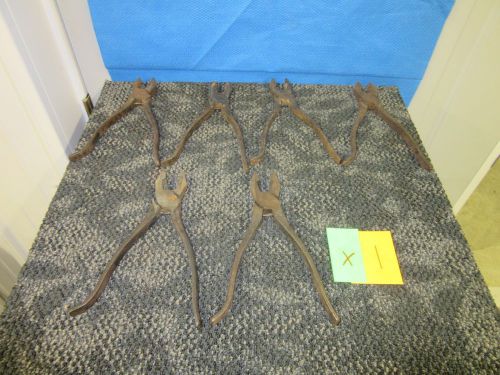 6 KLEIN LINEMANS PLIERS VINTAGE SPRING LOADED SIDE CUTTER OLD TOOL USED