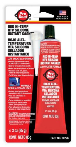 PRO-SEAL 80726High Temp., Sensor-Safe RTV Silicone, W/Nozzle, Red, 3 oz. Tube