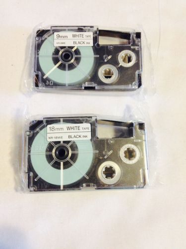 &#034;Casio&#034; Label Maker Tape 2pcs /  Black on White / XR 9WE &amp; XR 18WE