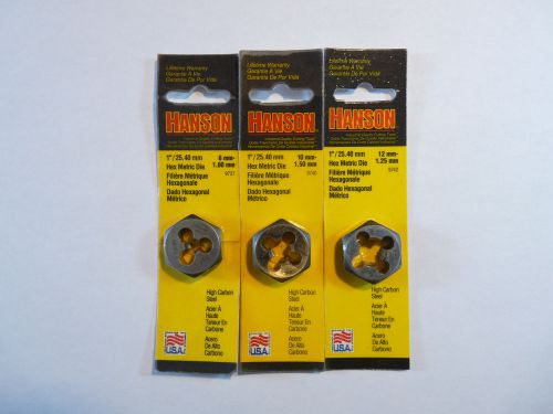 Hanson Dies, group of 3, new in package, metric. 6,10,12 mm