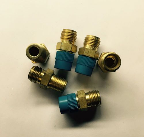 Swagelok Brass B-600-1-4 3/8&#034; Swagelok to 1/4&#034; NPT Male Connectors [Lot of 6]