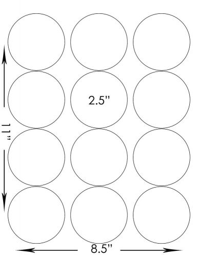 12 Sheets 144 Stickers Ivory Laser Inkjet 2.5&#034; Blank Round Circle Dots Labels