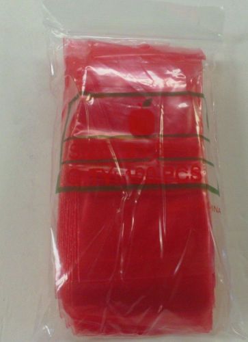 100 APPLE ZIPLOCK ZIP LOCK STORAGE BAGS 2&#034; x 3&#034; 2X3 RED RECLOSABLE PLASTIC BAG