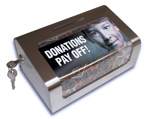 MONEY CHARITY DONATION COLLECTION LOCK BOX w/key