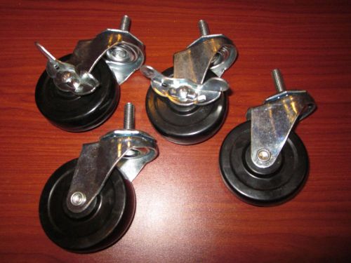 Set of 4, 3”x1” Swivel Casters, Heavy Duty Wheel, 9/16&#034; Stem