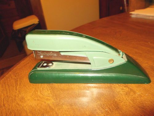 Vintage 2 TONE GREEN Swingline Stapler 77S Made In U.S.A. WORKS GREAT