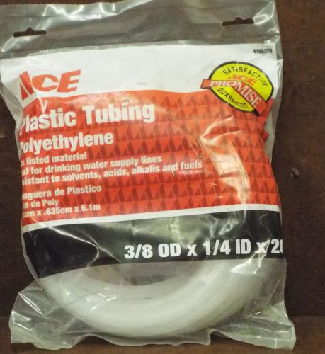 **1 NEW ACE 4195376 3/8 OD x 1/4 ID X 20&#039; PLASTIC CLEAR VINYL TUBING NIP