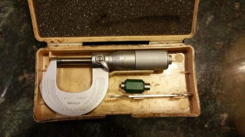 Mitutoyo 101-113 Outside Micrometer, Satin-chrome Finish, Ratchet Stop, 0-1&#034;