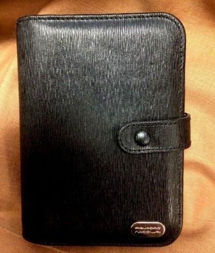 Piquardo Vera Pelle Black Italian Leather Pocket Organizer w/2015 Filofax Insert