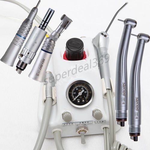 Dental portable turbine unit work 4h w/ compressor+ low high speed handpiece new for sale