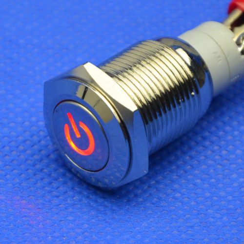 16mm red power logo led latching push button switch DC 12V Angel Eye car