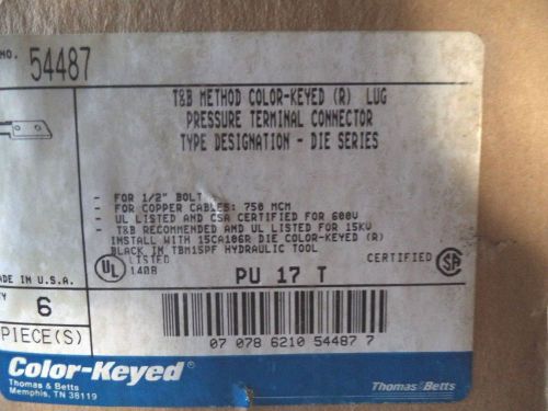 THOMAS &amp; BETTS 2 LUG PRESSURE TERMINAL CONNECTOR 54487 (BOX OF 6)