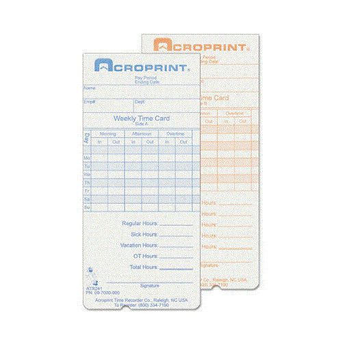 Acroprint Time Recorder Weekly Time Card Set of 250