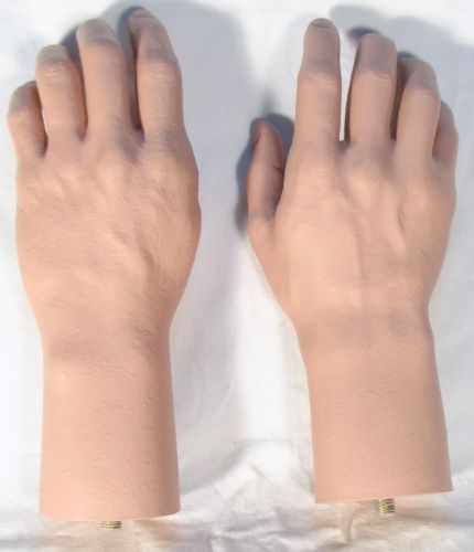 Pair Mannequin Male Hands Life Size Lifelike Fleshtone Manikin Dummy Brand NEW