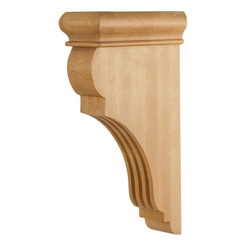 One- 3&#034; x 6-1/2&#034; x 12&#034; Traditional Fluted Wood Bar Bracket Corbel