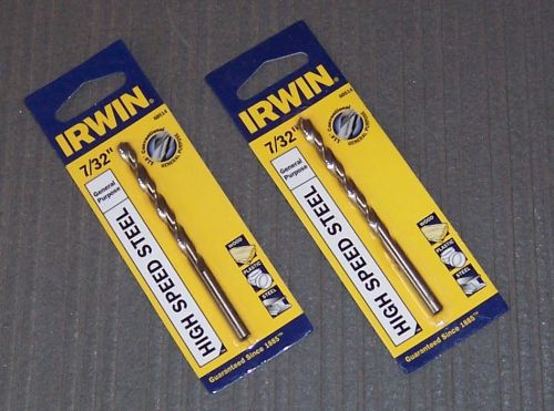 2 ea. 60514 Irwin 7/32&#034; Jobber Length HSS Drill Bits