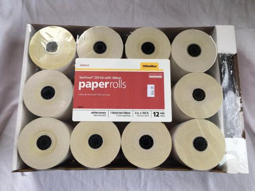 OFFICE MAX - VERIFONE 250 KIT W/ RIBBON PAPER ROLLS - 12 ROLLS - NEW