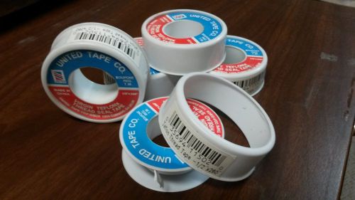 LOT OF 5 260 FT ROLLS OF 1/2 INCH TEFLON PLUMBERS THREAD TAPE - UNITED TAPE CO.