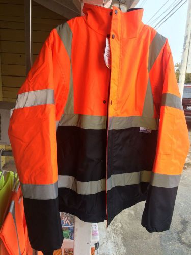 High Visibility Class 3 waterproof Orange/Black Bomber Jacket w/hood