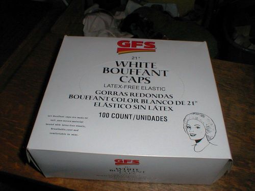 75+  GFS 21&#034; White BOUFFANT Caps Food Service-Hospital/Medical Use Latex Free