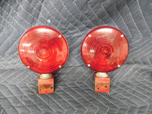 RARE VINTAGE Fire truck RED LENS SET WITH CHROME BEZEL &amp; MOUNT