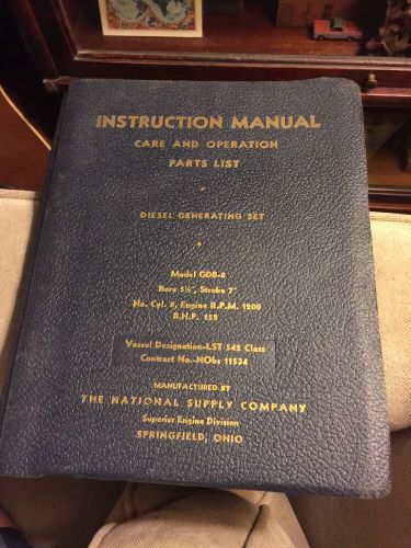 VINTAGE DIESEL ELECTRIC GENERATING PLANTS  Parts  INSTRUCTION MANUAL 1940