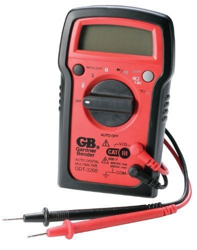 Gardner Bender GDT-3200 Digital Multimeter, 7 Funct, 7 Range, Tests AC/DC Volt,