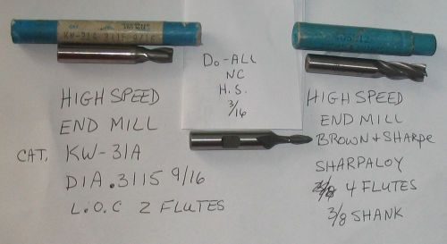 THREE HIGH SPEED  END MILL BITES