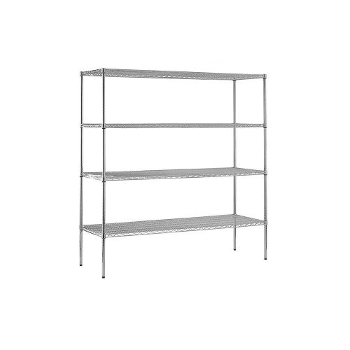 74&#034;H x 72&#034;W x 18&#034;D Heavy Duty Certified Chrome 4-Shelf Wire Shelving AB521995