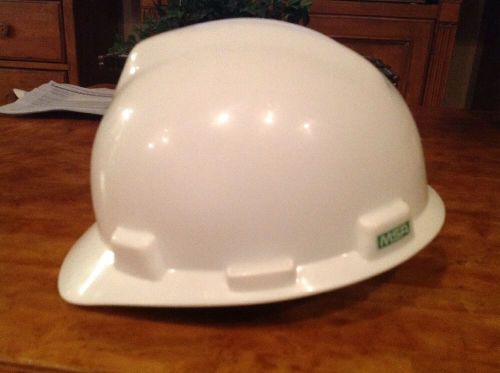 MSA Model To Csa White Hard Hat Full Brim V-Gard Fas-Trac W/Ratchet Suspension