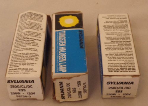 LOT OF 3 SYLVANIA 250W 120V TUNGSTEN HALOGENLAMP BULB 250Q/CL/DC(ESS) 58720-3