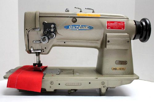 CUT-LINE C412  Needle Feed 2-Needle 1&#034; Gauge Reverse Industrial Sewing Machine