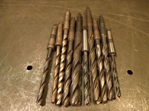 10 Pc Lot Morse Taper #1 Shank Drill Bits MT1 1MT 17/64&#034; to 5/16&#034;, 5mm