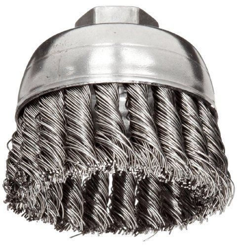 Weiler Wire Cup Brush, Threaded Hole, Stainless Steel 302, Partial Twist