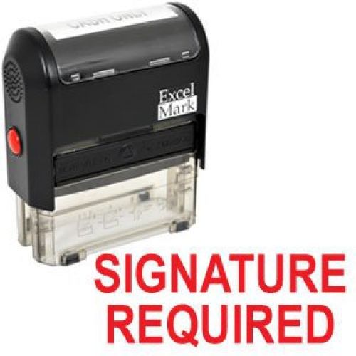 ExcelMark SIGNATURE REQUIRED Self Inking Rubber Stamp - Red Ink (42A1539WEB-R)