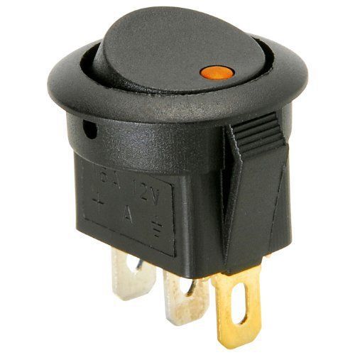 Parts Express SPST Automotive Round Rocker Switch with Amber LED 12V